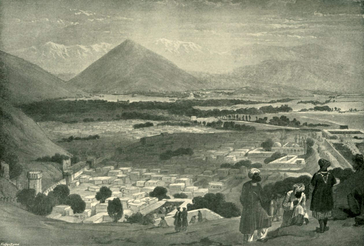 A Bala Hissar és Kabul városa a Citadella felső részéből, 1842, 1901. alkotó: James Atkinson