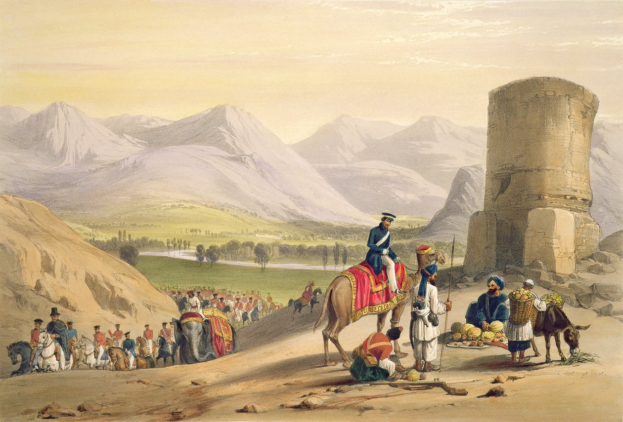 A Maidan völgye a „Vázlatok Afghaunisztánban” című művéből, Charles Haghe (1810-88) és Louis Haghe (1806-85) metszete, Henry Graves, 1842 alkotó: James Atkinson