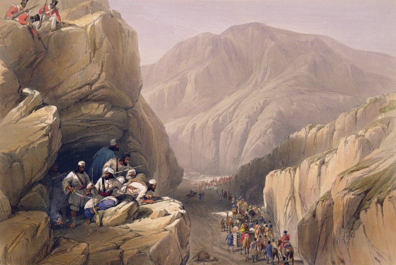 A Siri-Khajoor vad hágója, a "Sketches in Afganistan"-ból, Charles Haghe (1810-88) és Louis Haghe (1806-85) metszete, Henry Graves kiadója, 1842 alkotó: James Atkinson