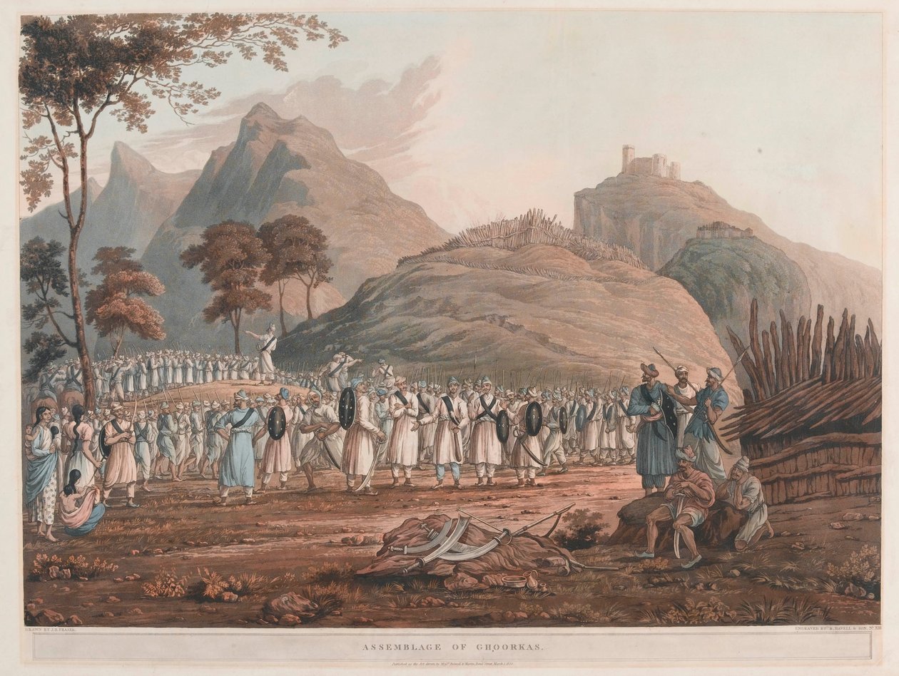 „Ghoorkas gyűlése” alkotó: James Baillie (after) Fraser