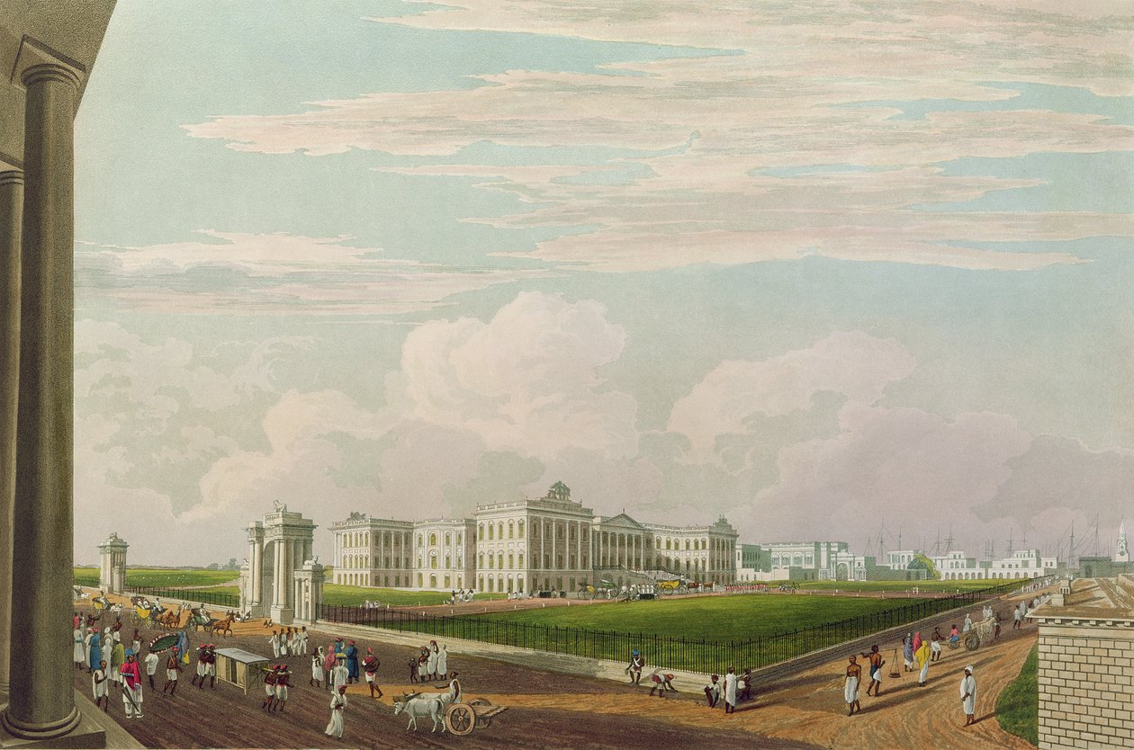 A kalkuttai kormányház kilátása, 1826, vésette Robert Havell ifjabb (1793-1878) (akvatinta) alkotó: James Baillie Fraser