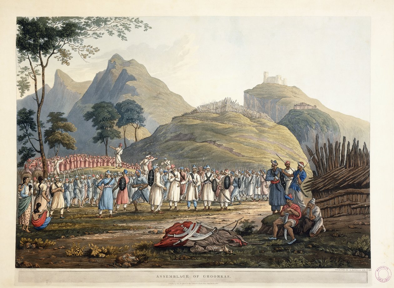 Ghoorkas gyűlése, 1820 alkotó: James Baillie Fraser