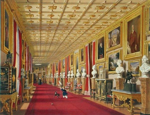 Keleti folyosó, windsori kastély, a „Windsor és környező táj” című filmből alkotó: James Baker (after) Pyne