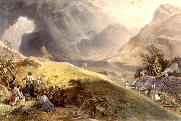 Buttermere-tó, az angol tóvidékből alkotó: James Baker (after) Pyne