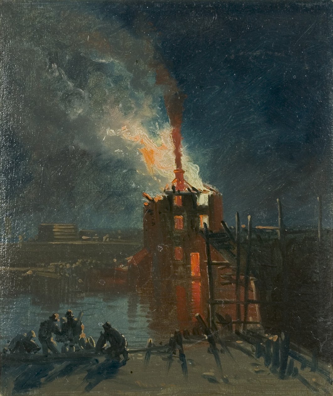Bristol Riots: Warehouse from Wapping, 1832 körül (olaj, papír) alkotó: James Baker Pyne
