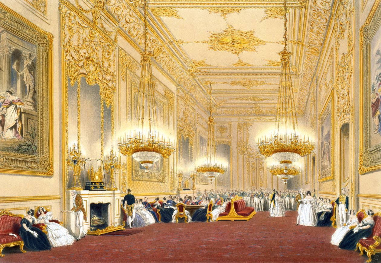 A nagy fogadóterem – Állami szórakozás Őfelsége Lajos Fülöp király számára, 1838 alkotó: James Baker after Pyne