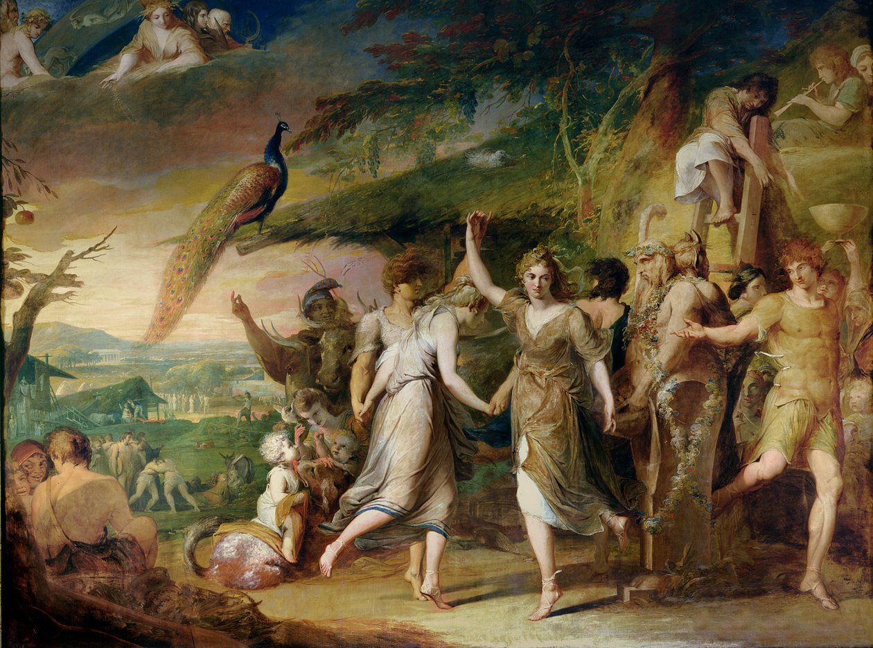 Görög aratóház, avagy hálaadás a vidéki istenségeknek, Ceresnek, Bacchus Sylvanusnak és Pannak, második az emberi kultúra és tudás fejlődése sorozatban, 1777-84 körül alkotó: James Barry