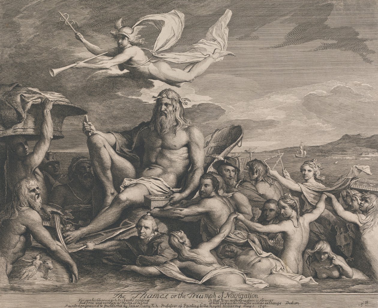 A Temze vagy a Navigáció Diadala (A Művészetek Ösztönző Társasága Nagytermének tervei) alkotó: James Barry