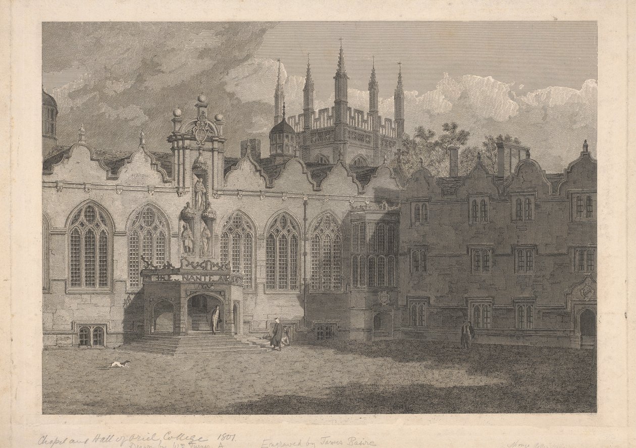 Kilátás az Oriel College kápolnájára és termére alkotó: James Basire