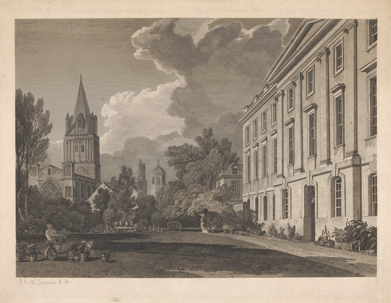 Kilátás a Krisztus-székesegyházra és a Corpus Christi College egy részére alkotó: James Basire