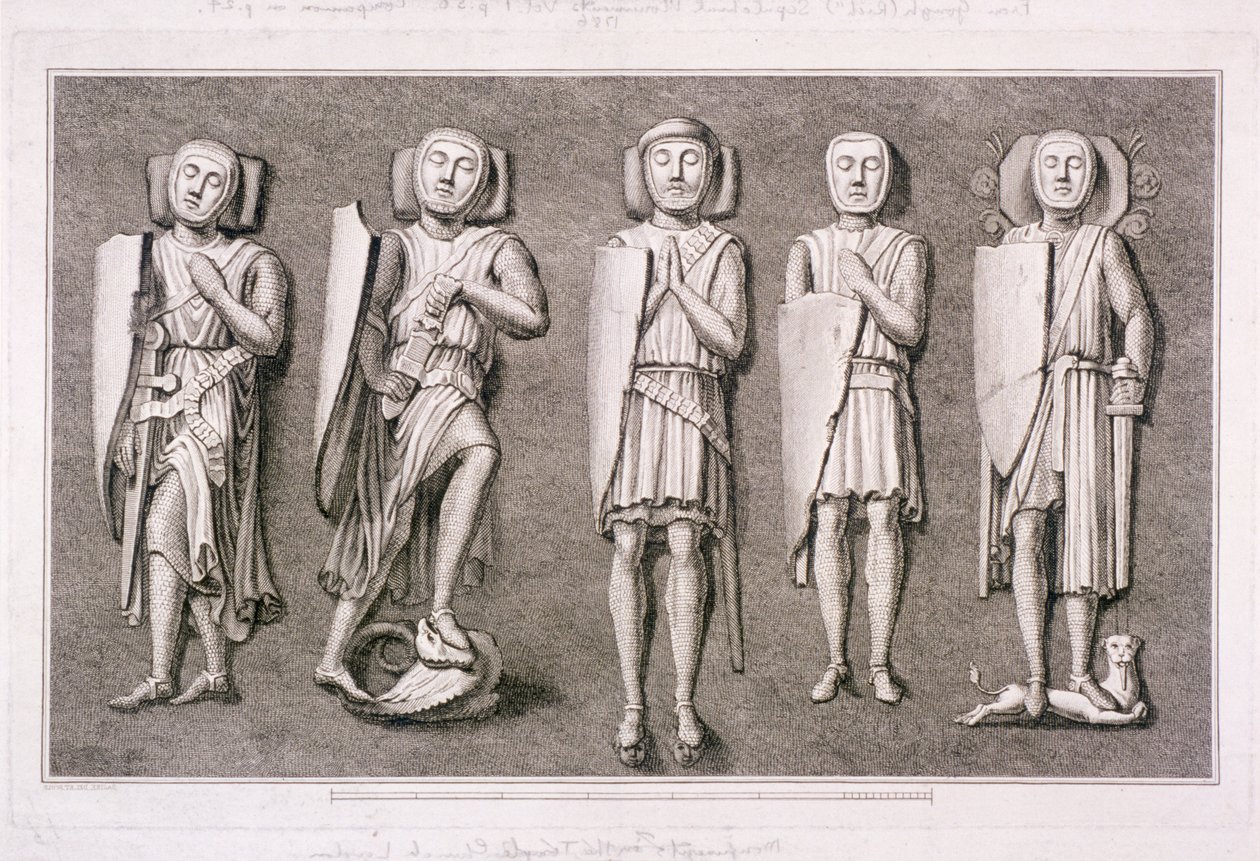 Öt lovagkép a londoni Temple Church-ből, 1786. alkotó: James Basire I