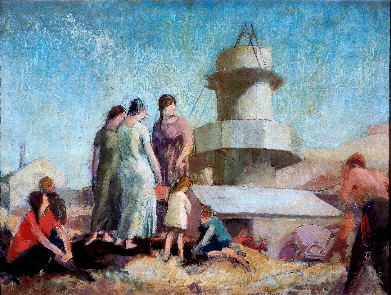 The Lime Burner, 1936 körül (ceruza, olaj és viasz a panelen) alkotó: James Bateman