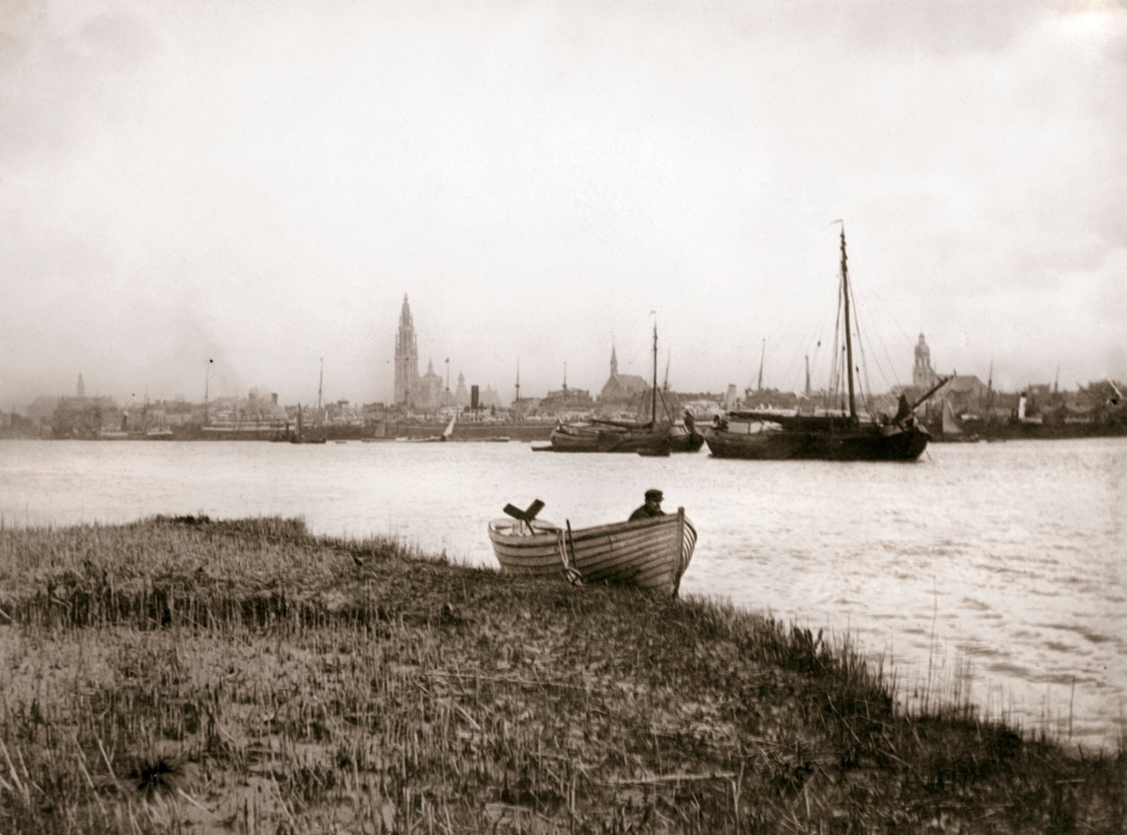 Evezős csónak egy csatorna mellett, Rotterdam, 1898. alkotó: James Batkin