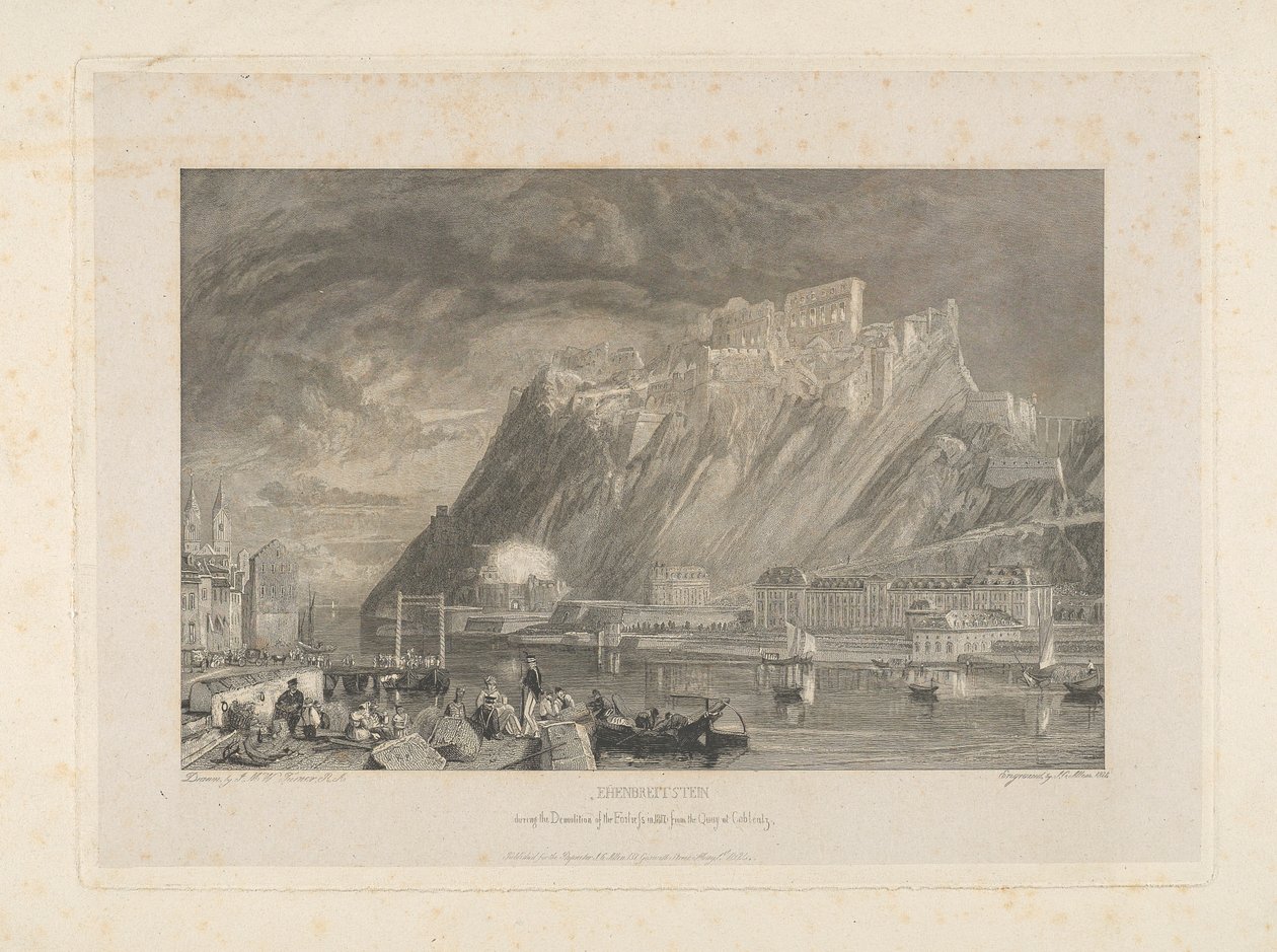 Ehenbreitstein, Az erőd lebontása során 1817-ben a coblentzi rakpartról. alkotó: James C. Allen