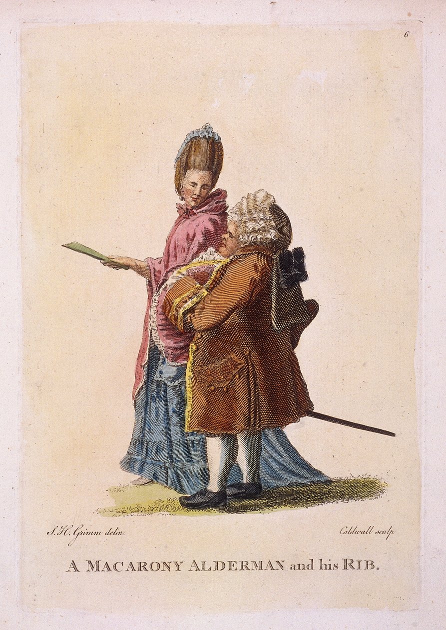 „Egy macarony alderman és a bordája”, 1770 alkotó: James Caldwall