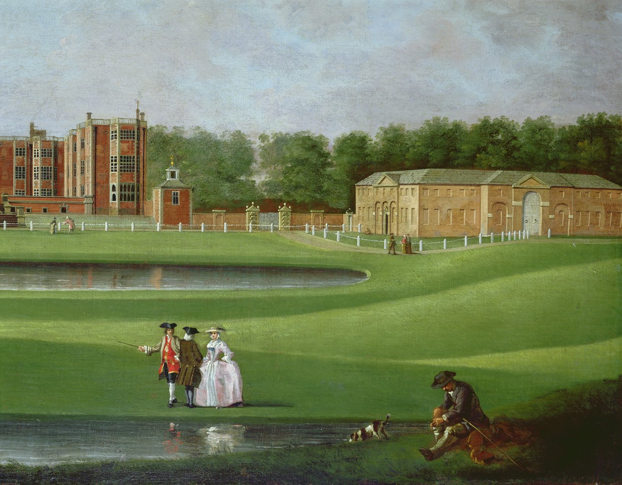 A Temple Newsam House látképe, az istálló részlete, 1750 körül (olaj, vászon) (lásd még 128852) alkotó: James Chapman