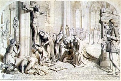 Egy esemény Magyarországi Szent Erzsébet életében - Kompozíciós tanulmány, 1850 alkotó: James Collinson