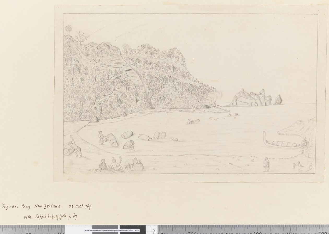 iv. Kilátás a Watering Place Tegadoo-öbölre, Új-Zéland, 1769. október 23. alkotó: James Cook