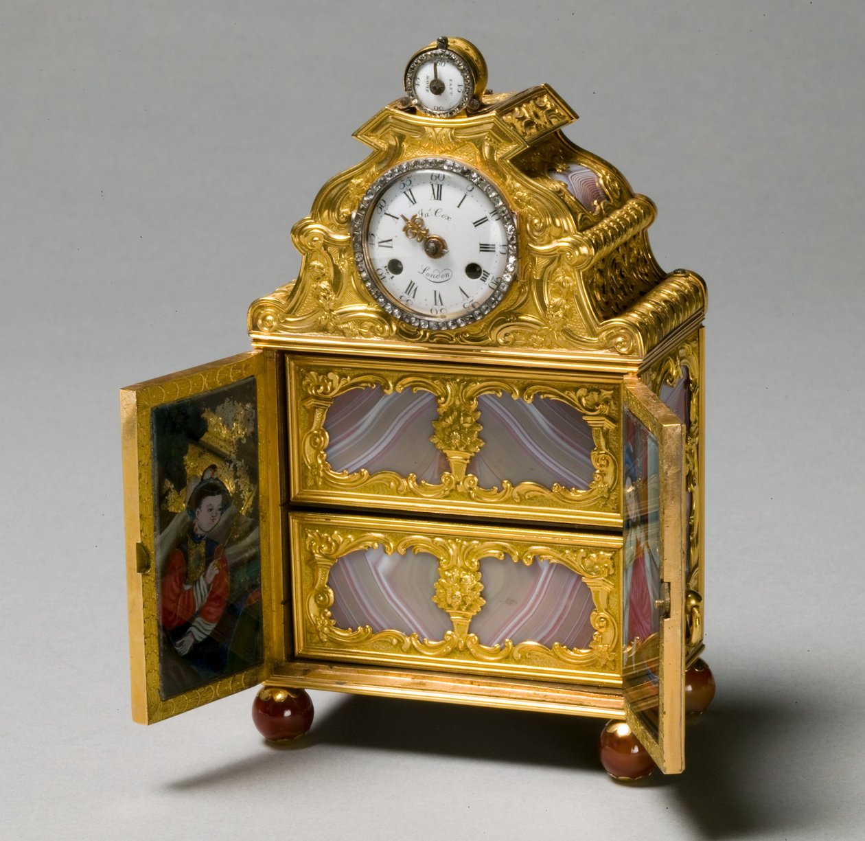 Miniatűr szekrény órával, 1770-75 körül alkotó: James Cox
