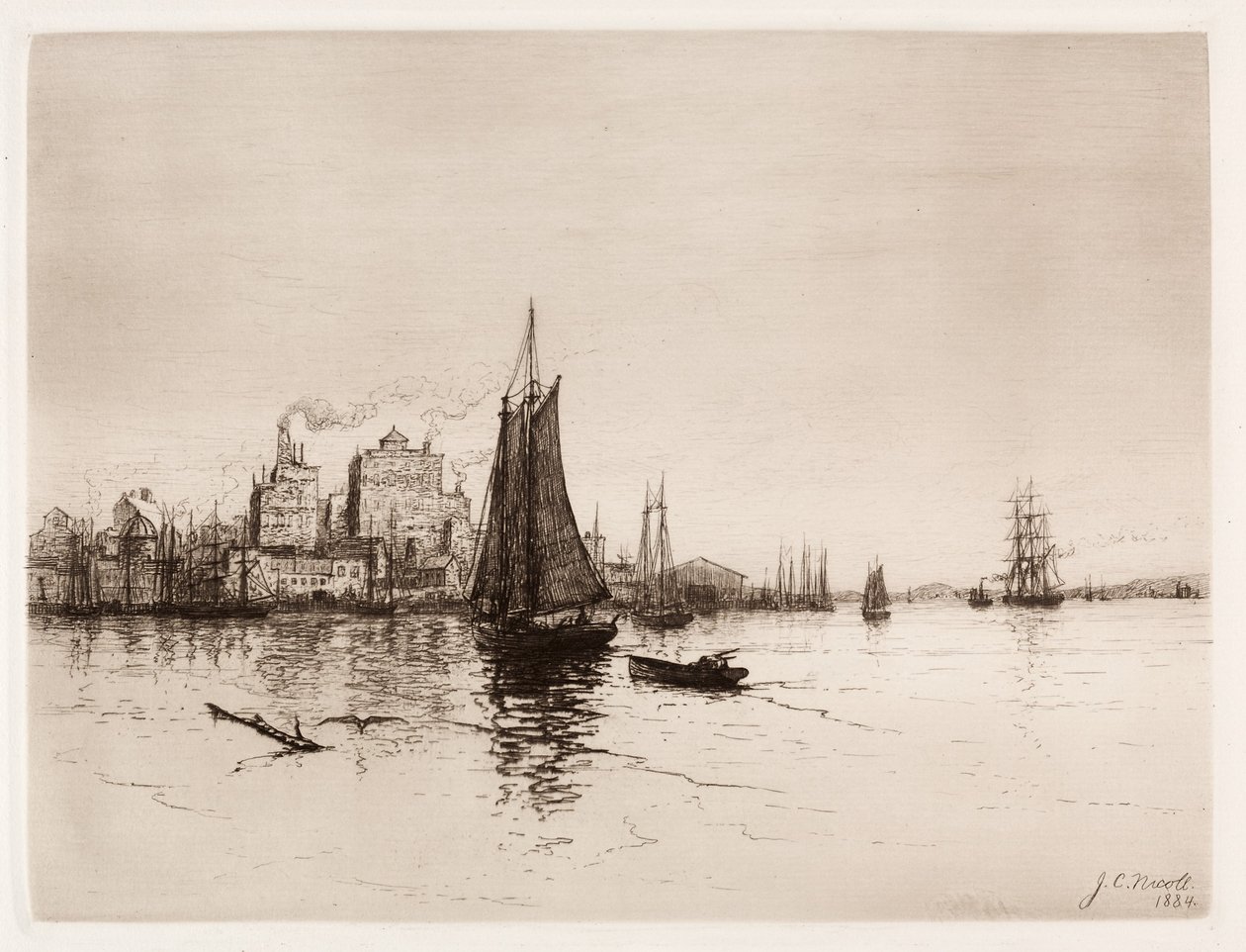 Kikötői jelenet, 1884. alkotó: James Craig Nicoll