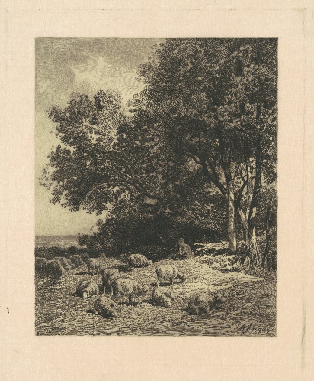 Táj juhokkal alkotó: James David Smillie, after Charles Émile Jacque