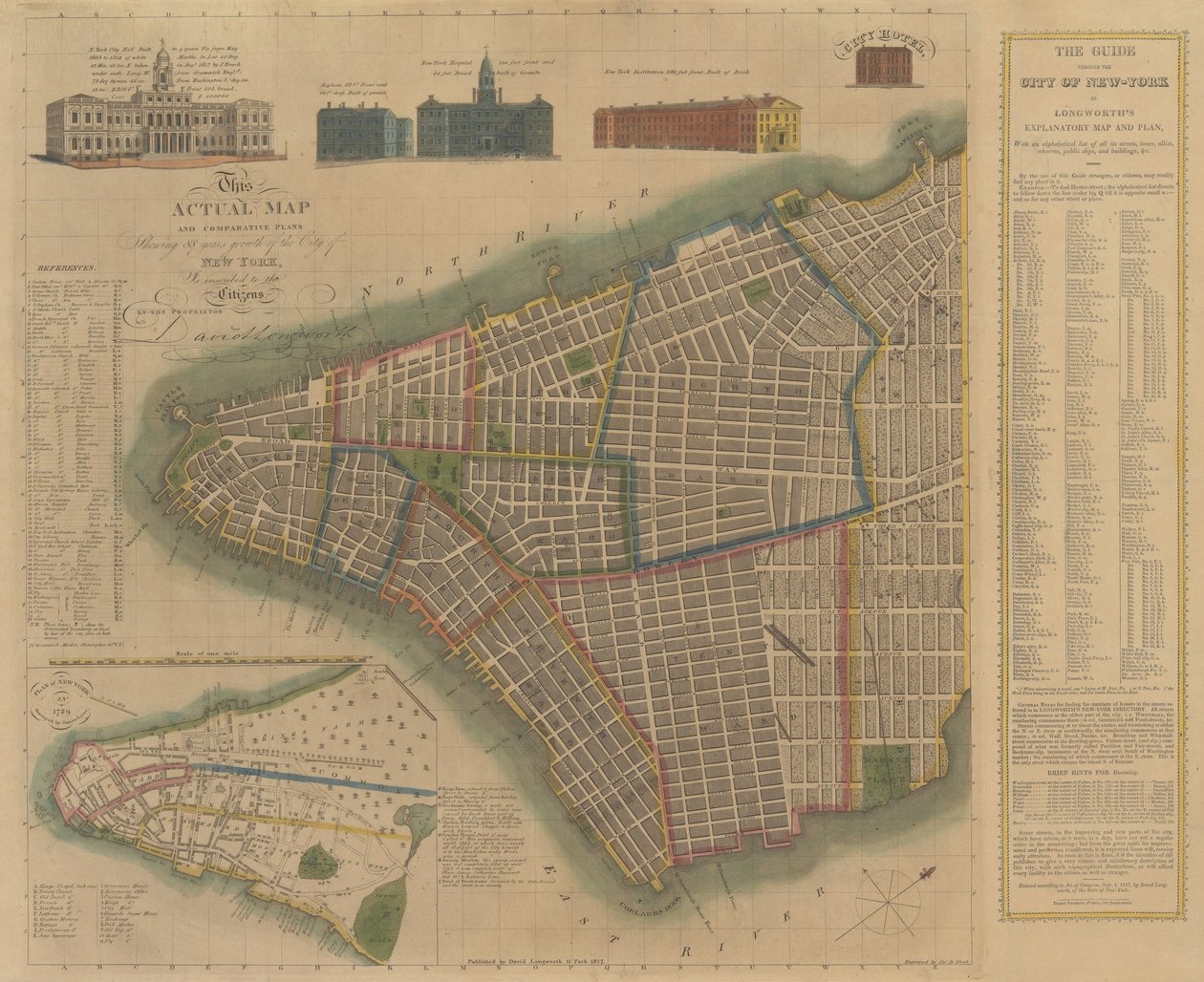 New York városa: Longworth magyarázó térképe és terve, 1817. alkotó: James DeForest Stout
