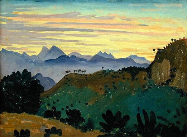 Naplemente, Sierra da Ronda, 1912 körül (olaj, panel) alkotó: James Dickson Innes