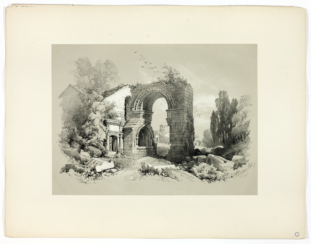 Aliscamps, W. Arles, a Picturesque Selections-tól alkotó: James Duffield Harding