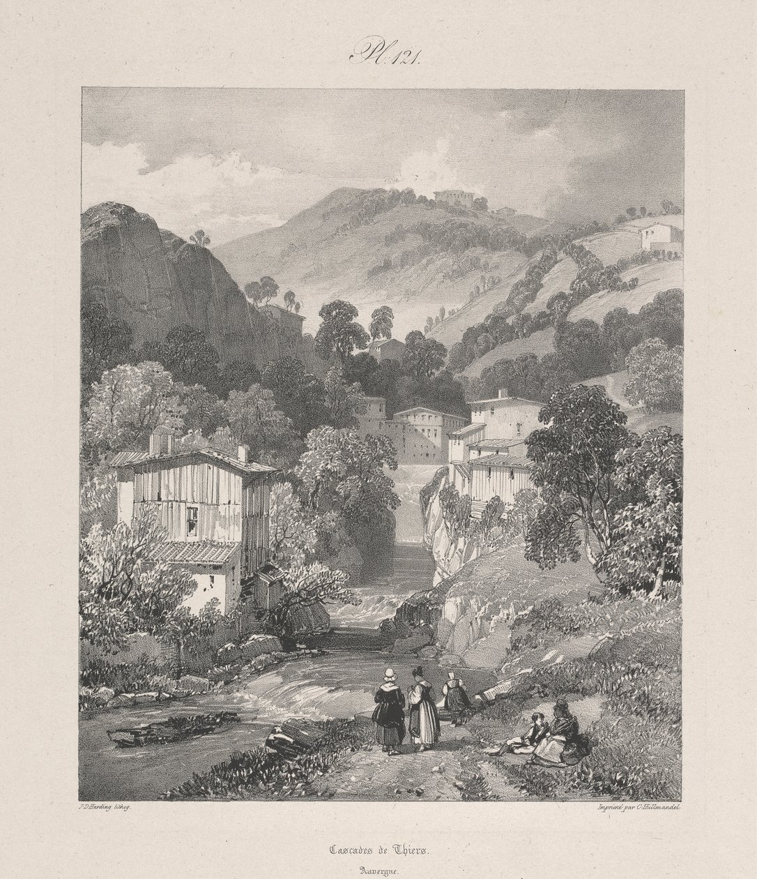 Thiers vízesései, Auvergne alkotó: James Duffield Harding