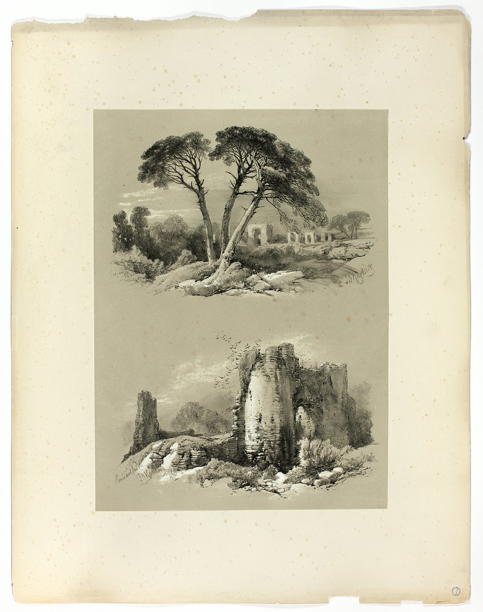 Frejus és Pennard kastély, a Festői válogatásokból alkotó: James Duffield Harding