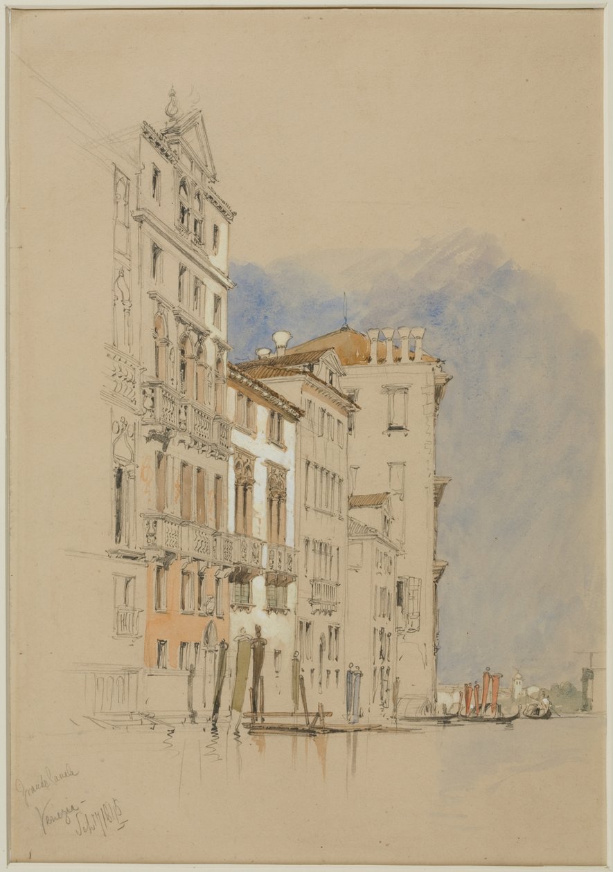Canal Grande, Velence, 1845 (ceruza és wc, vászonpapír) alkotó: James Duffield Harding