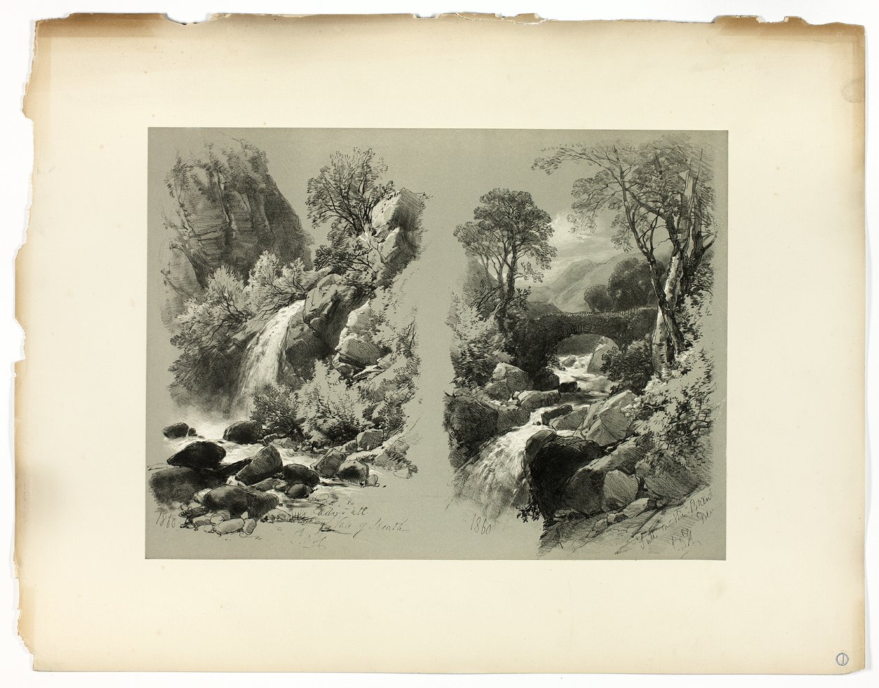Lady Fall, Vale of Heath és Fall on the Brent, a Picturesque Selections-ból alkotó: James Duffield Harding