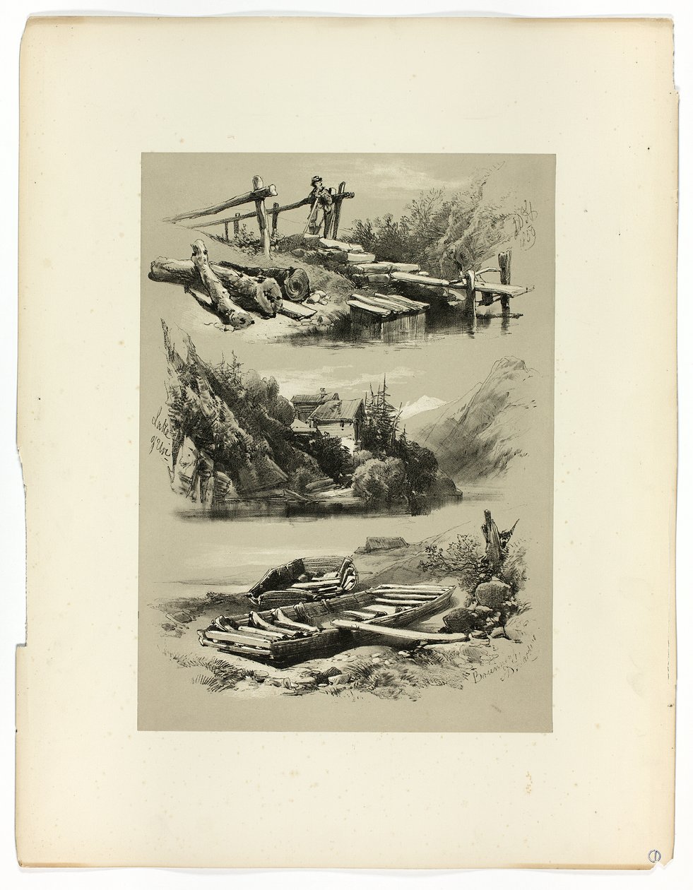 Uri és Brunnen-tó, a Festői válogatásokból alkotó: James Duffield Harding