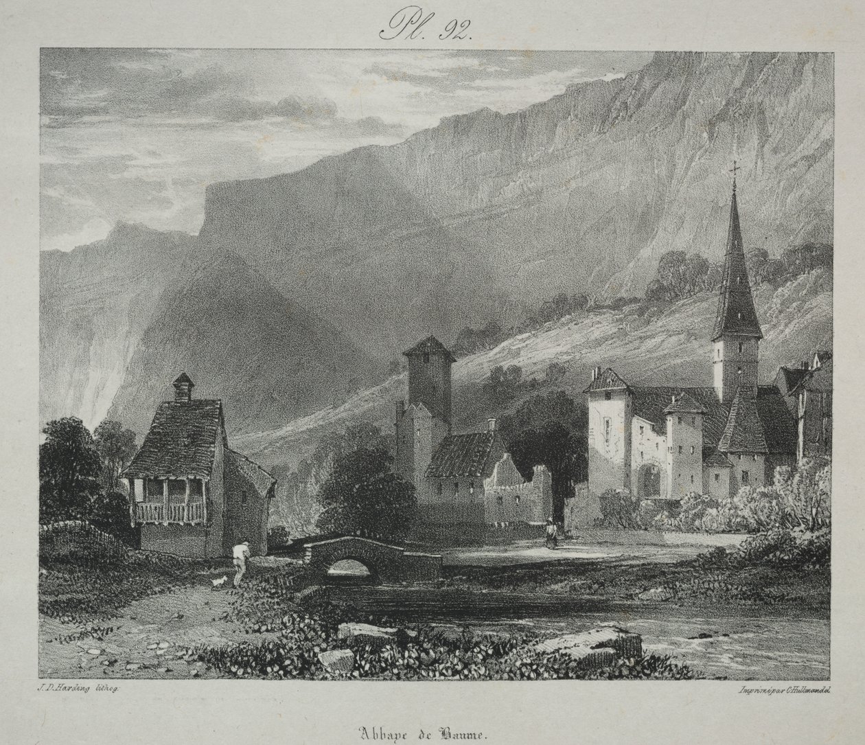 Festői és romantikus utazások az ókori Franciaországban. Franche Comté: Baume-i apátság, Baume-les-Messieurs alkotó: James Duffield Harding