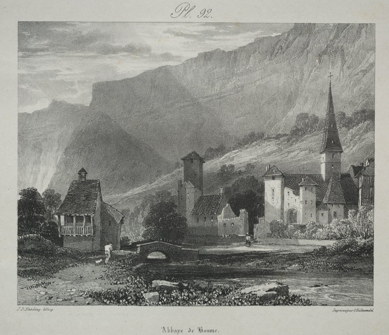 Festői és romantikus utazások az ókori Franciaországban. Franche Comté: Baume-i apátság, Baume-les-Messieurs alkotó: James Duffield Harding