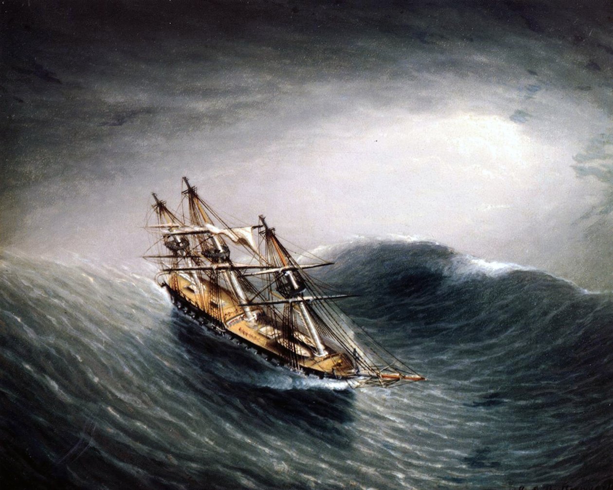 Schooner a nehéz tengeren alkotó: James E. Buttersworth