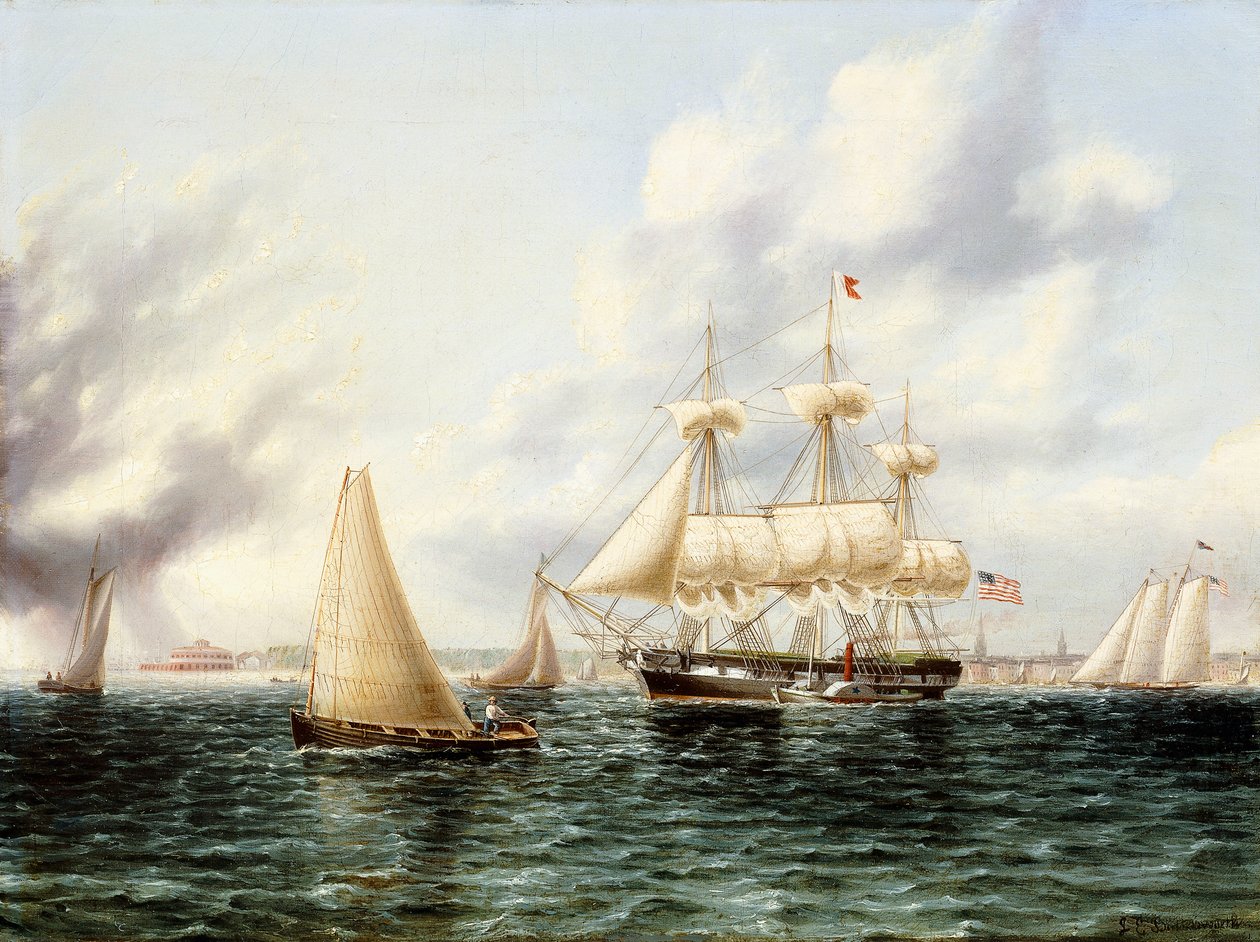 New York-i kikötő, alkotó: James E. Buttersworth