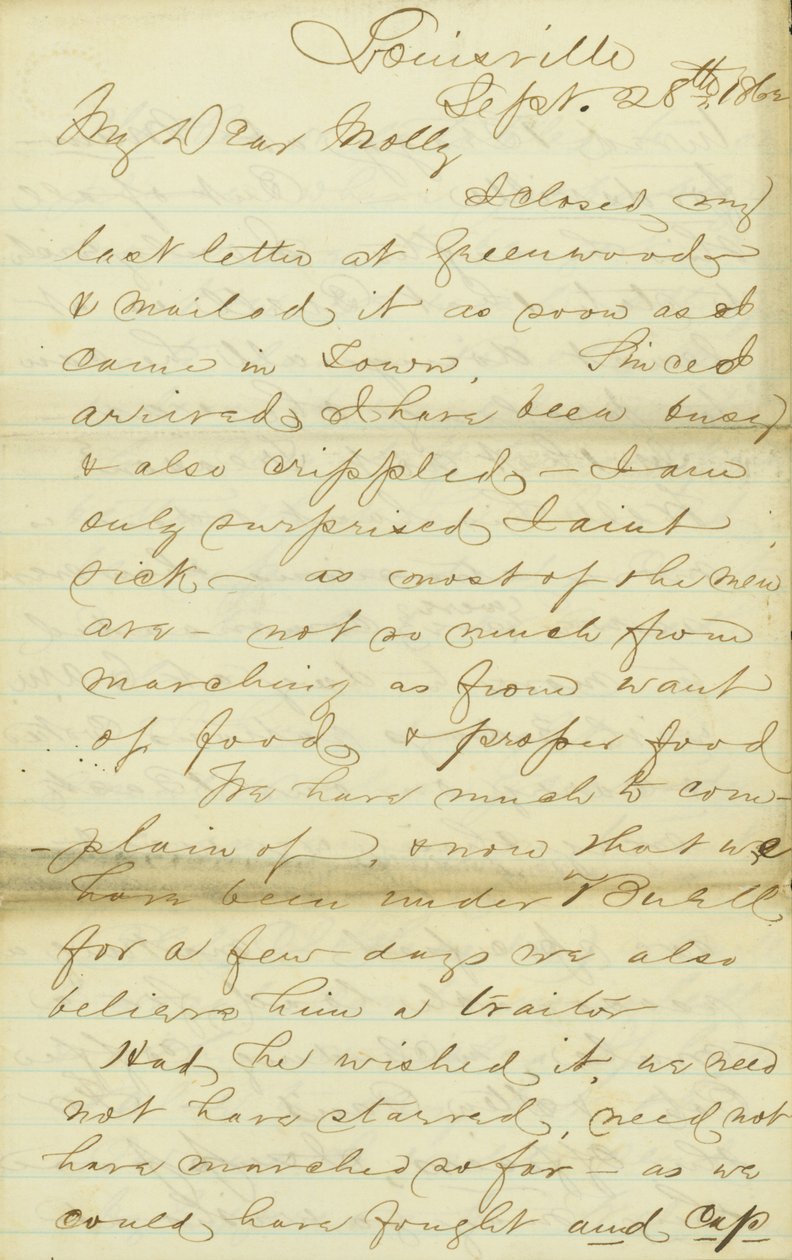 James E. Love (Louisville) levele Mollynak, 1862. szeptember 28-30. alkotó: James Edwin Love