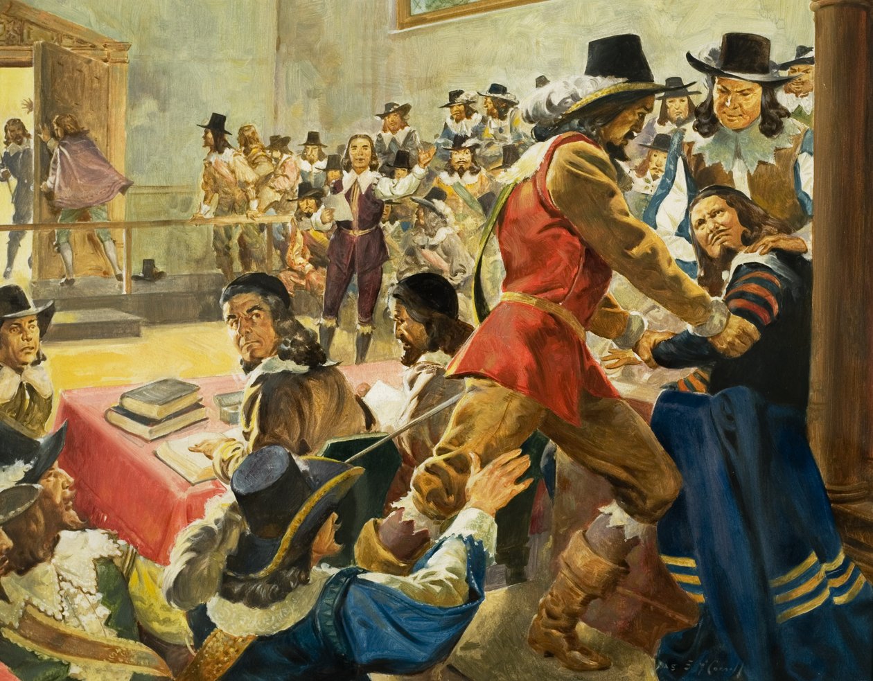 A házelnök letartóztatása az alsóházban (gouache, papír0 alkotó: James Edwin McConnell