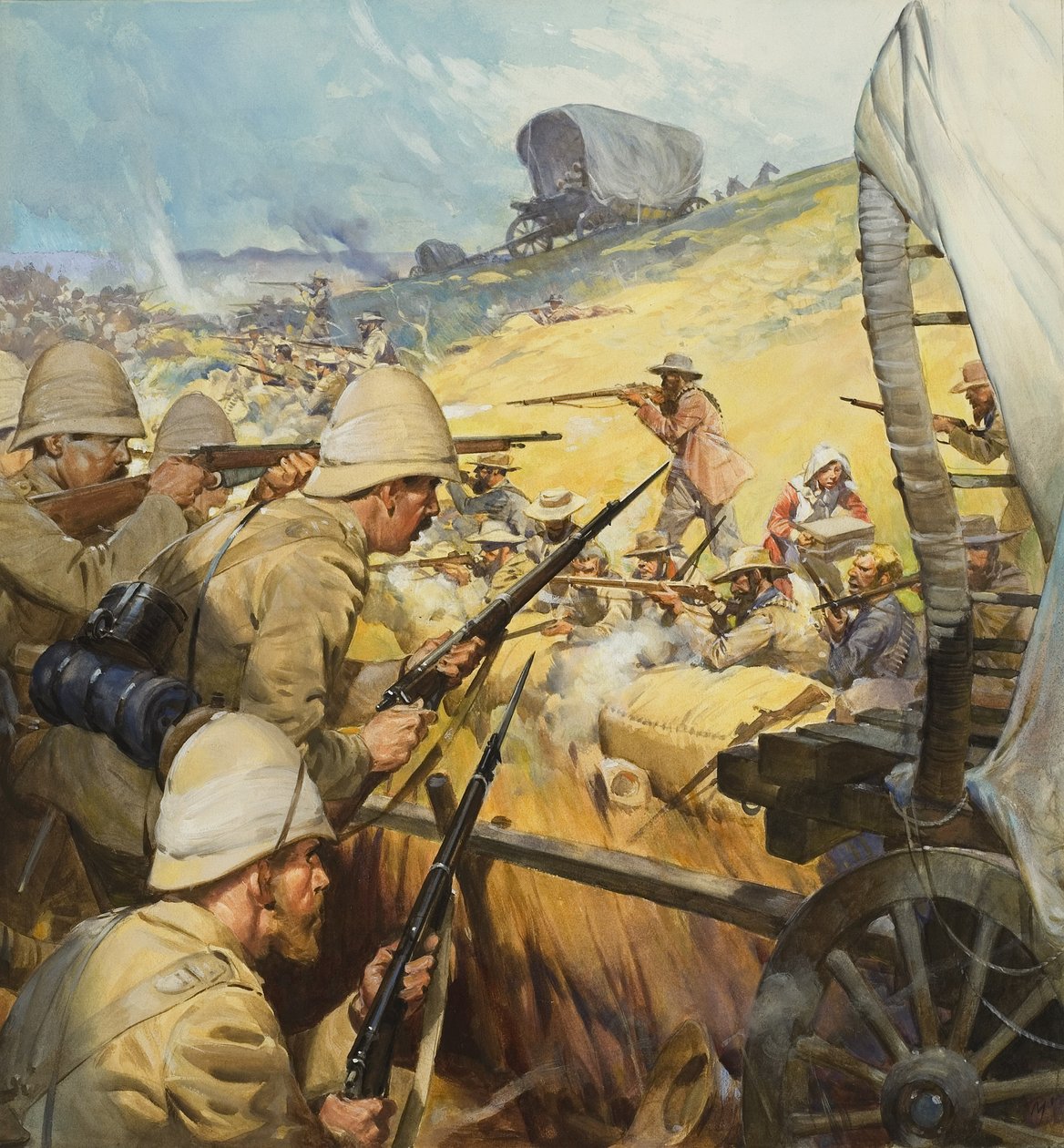 Boer War Skirmish (gouache on paper) alkotó: James Edwin McConnell