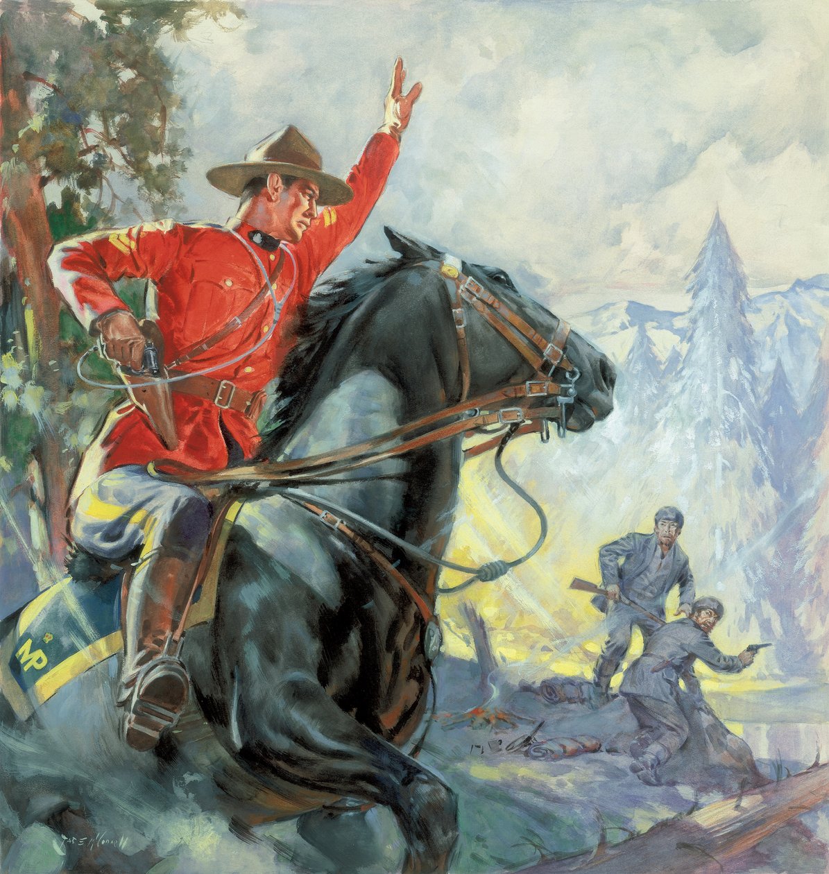 Canadian Mounties (gouache, papír) alkotó: James Edwin McConnell