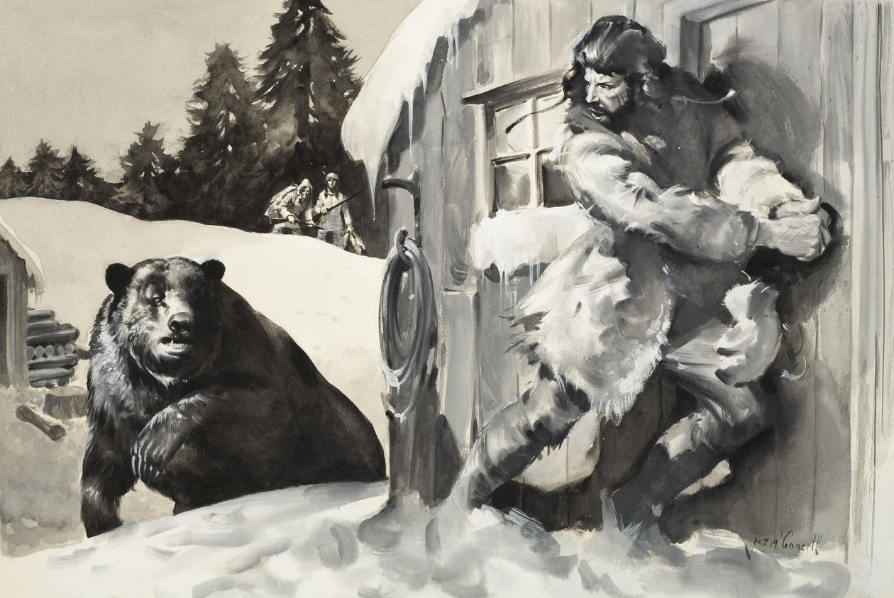 Grizzly Bear (gouache, papír) alkotó: James Edwin McConnell