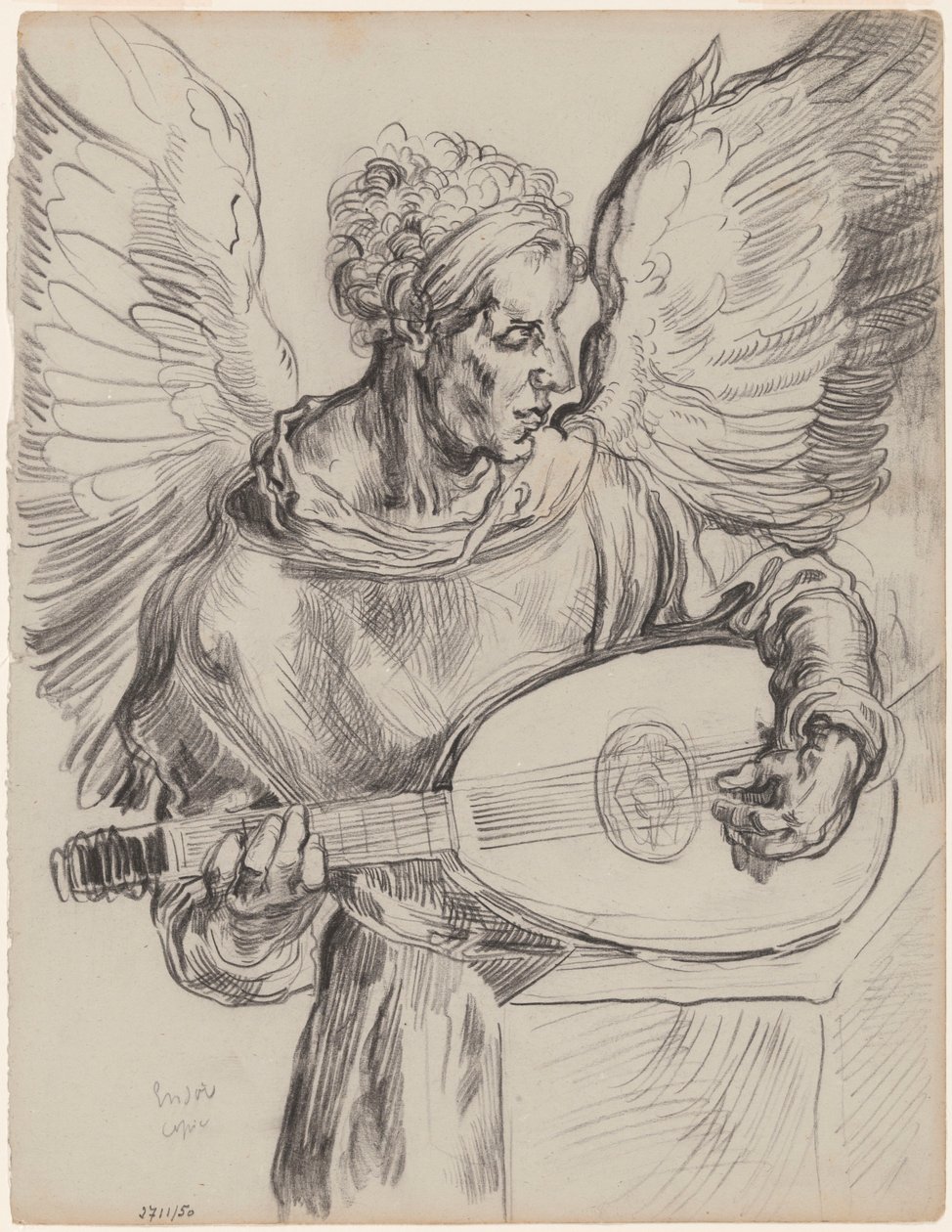 Dürer nyomán: Lantot játszó szeráf alkotó: James Ensor