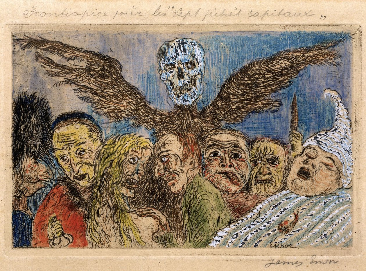 A főbűnök, amelyeket a halál legyőzött alkotó: James Ensor