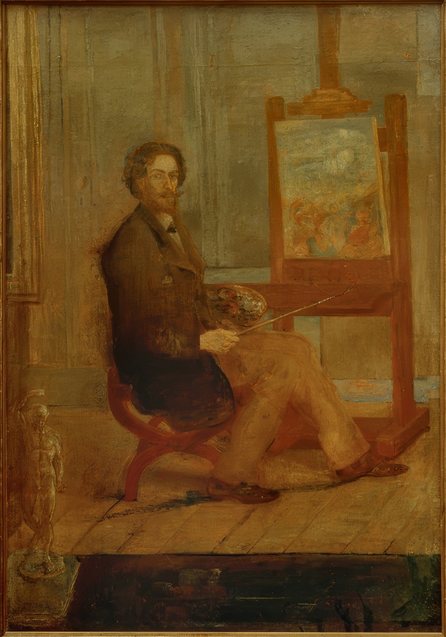 Ensor a festőállványánál alkotó: James Sidney Ensor