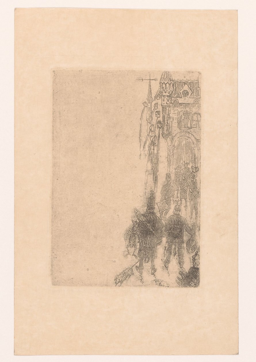 Alakok sétálnak a kapu felé hússal és hallal Menü Charles Vos alkotó: James Ensor