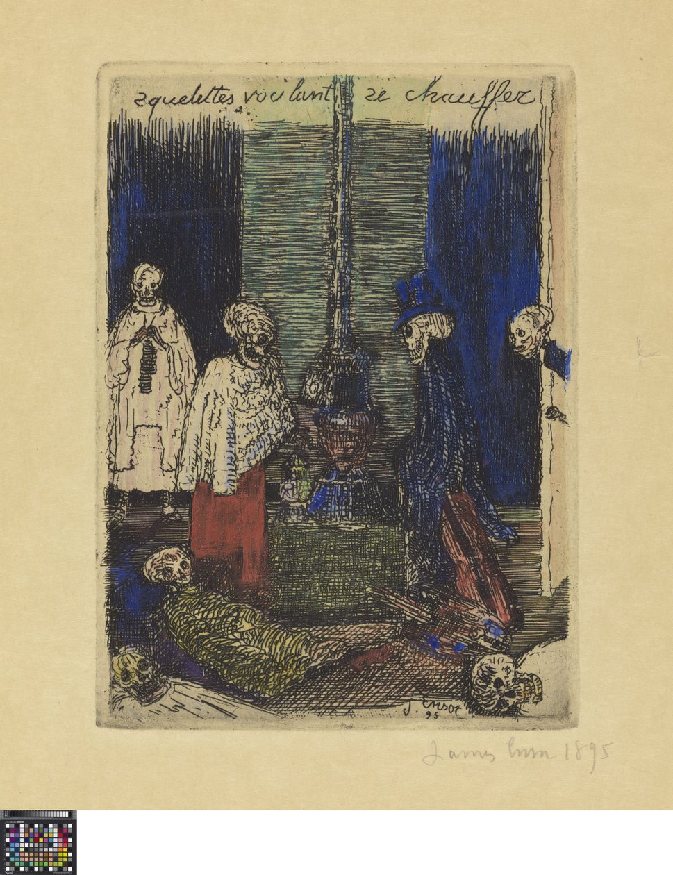 Skelette, die sich wärmen wollen alkotó: James Ensor