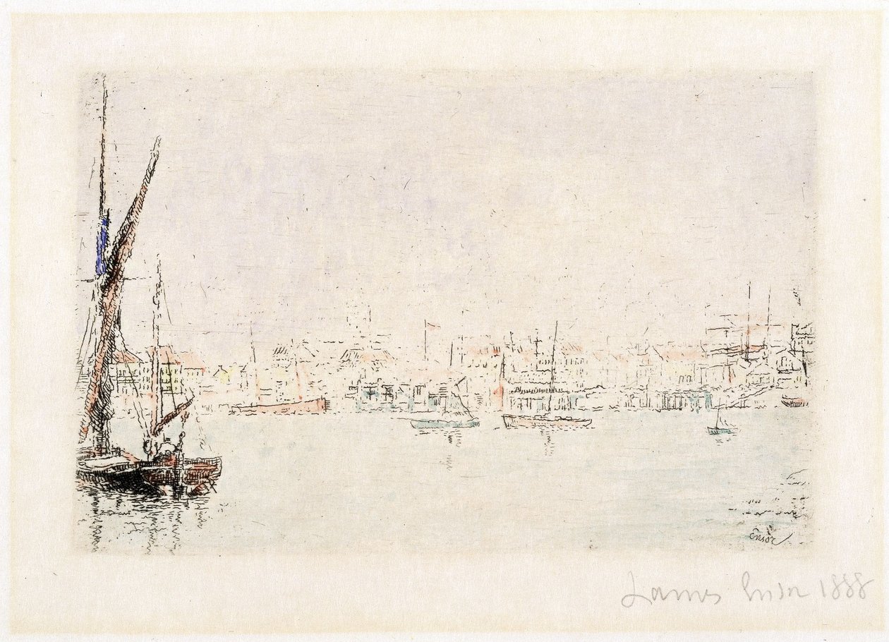 Kilátás az ostendei kikötőre alkotó: James Ensor