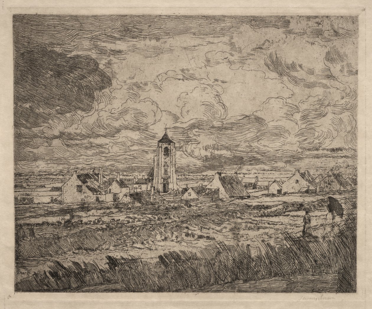 Mariakerke nagy látképe alkotó: James Ensor