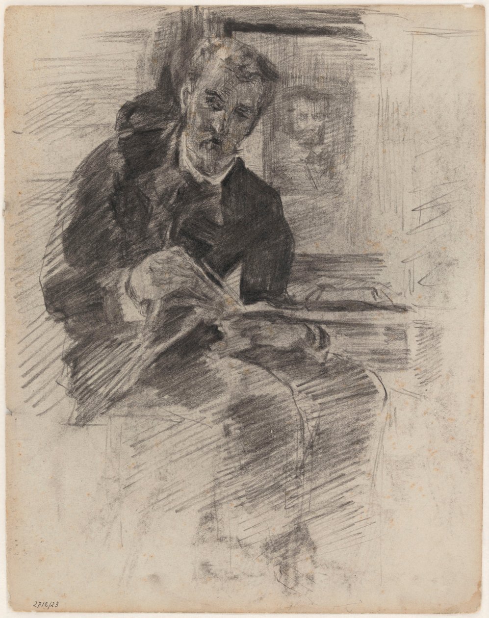Olvasó férfi (valójában: Willy Finch asztalnál ül, palettával és ecsetekkel a kezében) alkotó: James Ensor